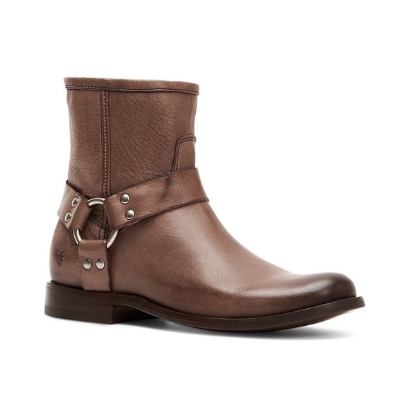 Frye Shoes - NWT Frye "Phillip" Harness Grey Brown Short Boots 6.5